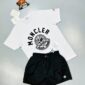 Moncler Classic Logo white T-Shirt with black Shorts Set
