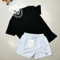 Moncler Crew Neck Collar Logo T-Shirt & Shorts Set black t-shirt with blue shorts