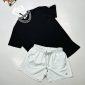 Moncler Crew Neck Collar Logo T-Shirt & Shorts Set black t-shirt with white shorts