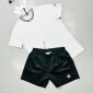 Moncler Crew Neck Collar Logo T-Shirt & Shorts Set white t-shirt with black shorts