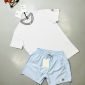 Moncler Crew Neck Collar Logo white T-Shirt & blue Shorts Set