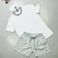 Moncler Crew Neck Collar Logo white T-Shirt & grey Shorts Set