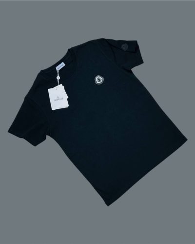 Moncler Crew Neck Logo Printed T-Shirt for Men in black color