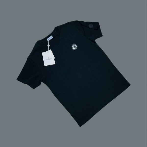 Moncler Crew Neck Logo Printed T-Shirt for Men in black color