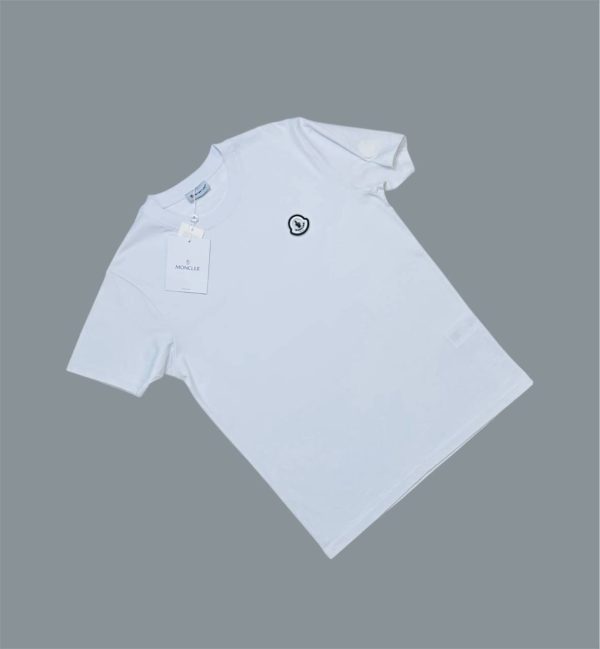 Moncler Crew Neck Logo Printed T-Shirt for Men in white color Moncler Crew Neck Logo Printed T-Shirt for Men in white color