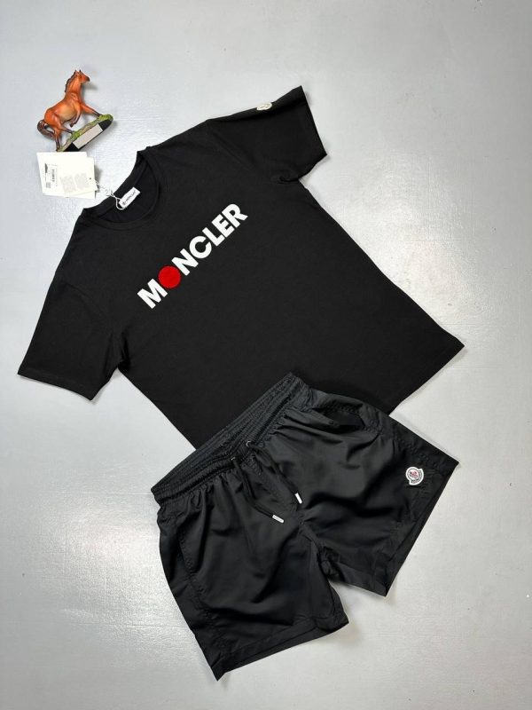 Moncler Crew Neck Logo black T-Shirt & black Shorts Set Moncler Crew Neck Logo T-Shirt & Shorts Set