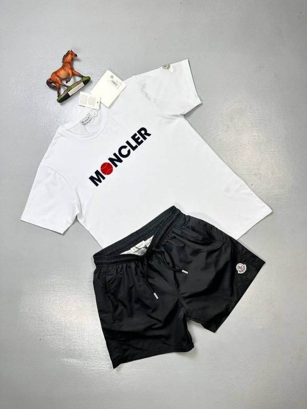 Moncler Crew Neck Logo white T-Shirt & black Shorts Set Moncler Crew Neck Logo white T-Shirt & black Shorts Set