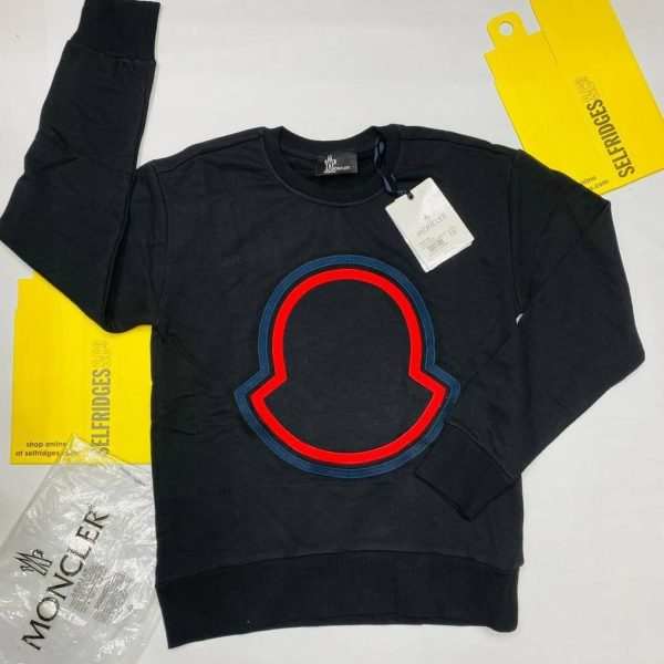 Moncler Embroidered Crew Neck Sweatshirt for Men in black color