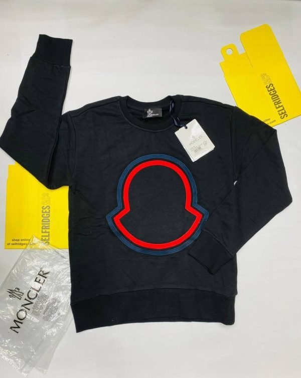 Moncler Embroidered Crew Neck Sweatshirt for Men in black color