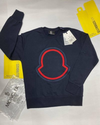Moncler Embroidered Crew Neck Sweatshirt for Men in black color