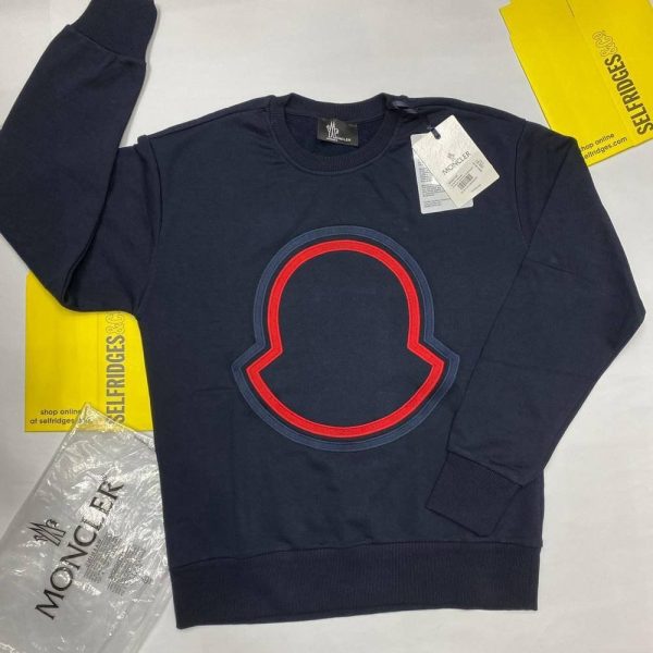 Moncler Embroidered Crew Neck Sweatshirt for Men in black color