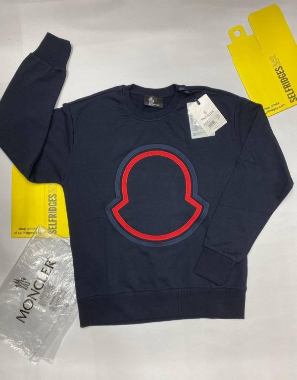 Moncler Embroidered Crew Neck Sweatshirt for Men in navy blue color Moncler Embroidered Crew Neck Sweatshirt for Men in black color