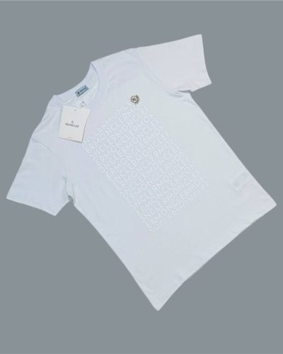 Moncler Logo Motif Crew Neck white T-Shirts for Men
