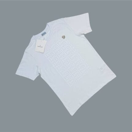 Moncler Logo Motif Crew Neck white T-Shirts for Men