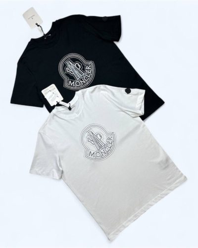 Moncler Logo Printed Crew Neck T-Shirt for Men in black and white color
