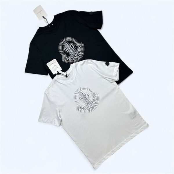 Moncler Logo Printed Crew Neck T-Shirt for Men in black and white color