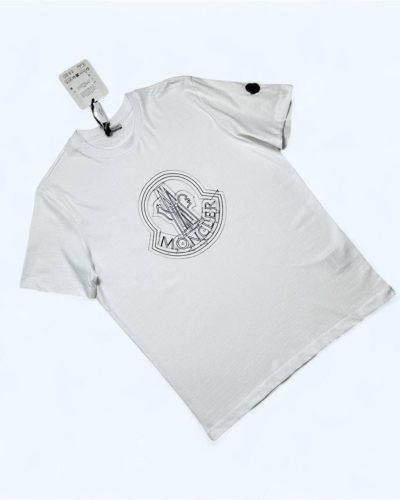 Moncler Logo Printed Crew Neck T-Shirt for Men in white color