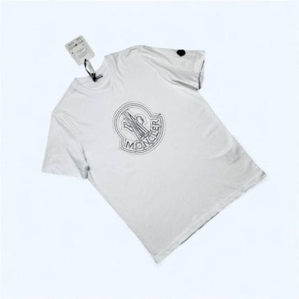 Moncler Logo Printed Crew Neck T-Shirt for Men in white color