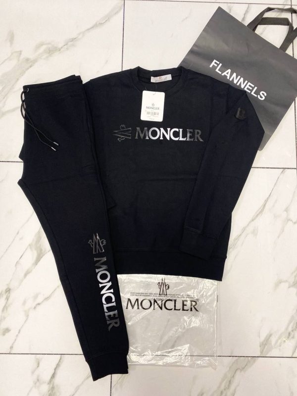 Moncler Logo Printed Crew Neck Tracksuit in black color Moncler Logo Printed Crew Neck Tracksuit in black color