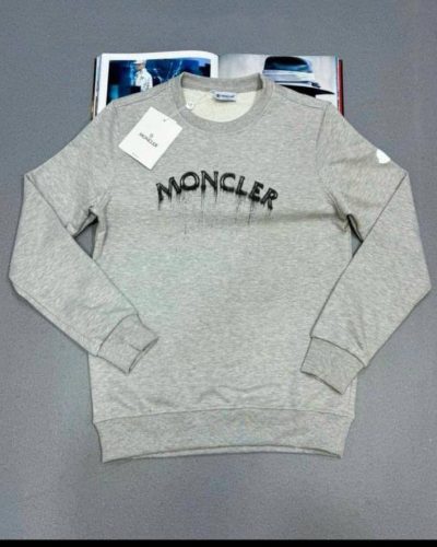 Moncler Logo Printed Faded Effect Jumper for Men in grey color
