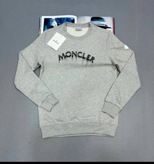 Moncler Logo Printed Faded Effect Jumper for Men in grey color Moncler Logo Printed Faded Effect Jumper for Men in grey color