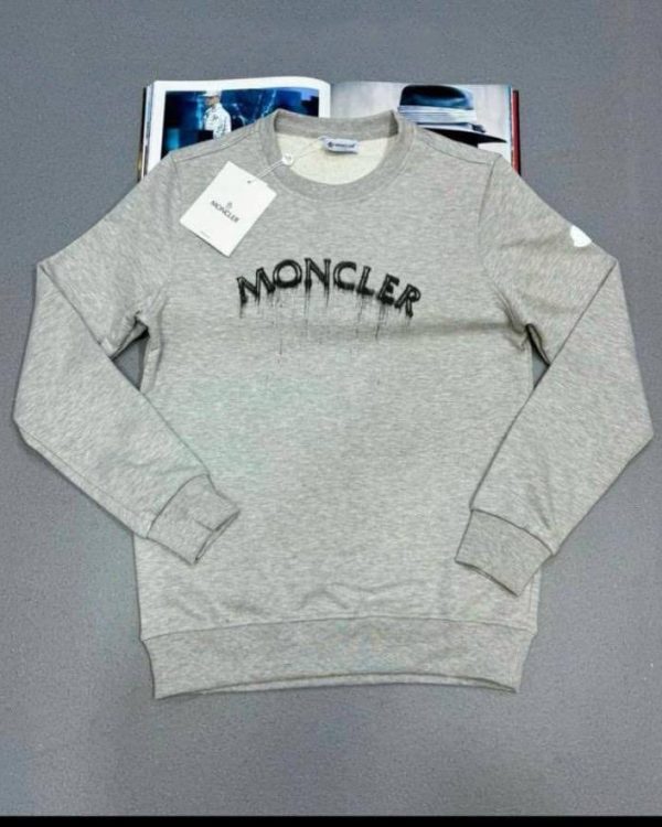 Moncler Logo Printed Faded Effect Jumper for Men in grey color