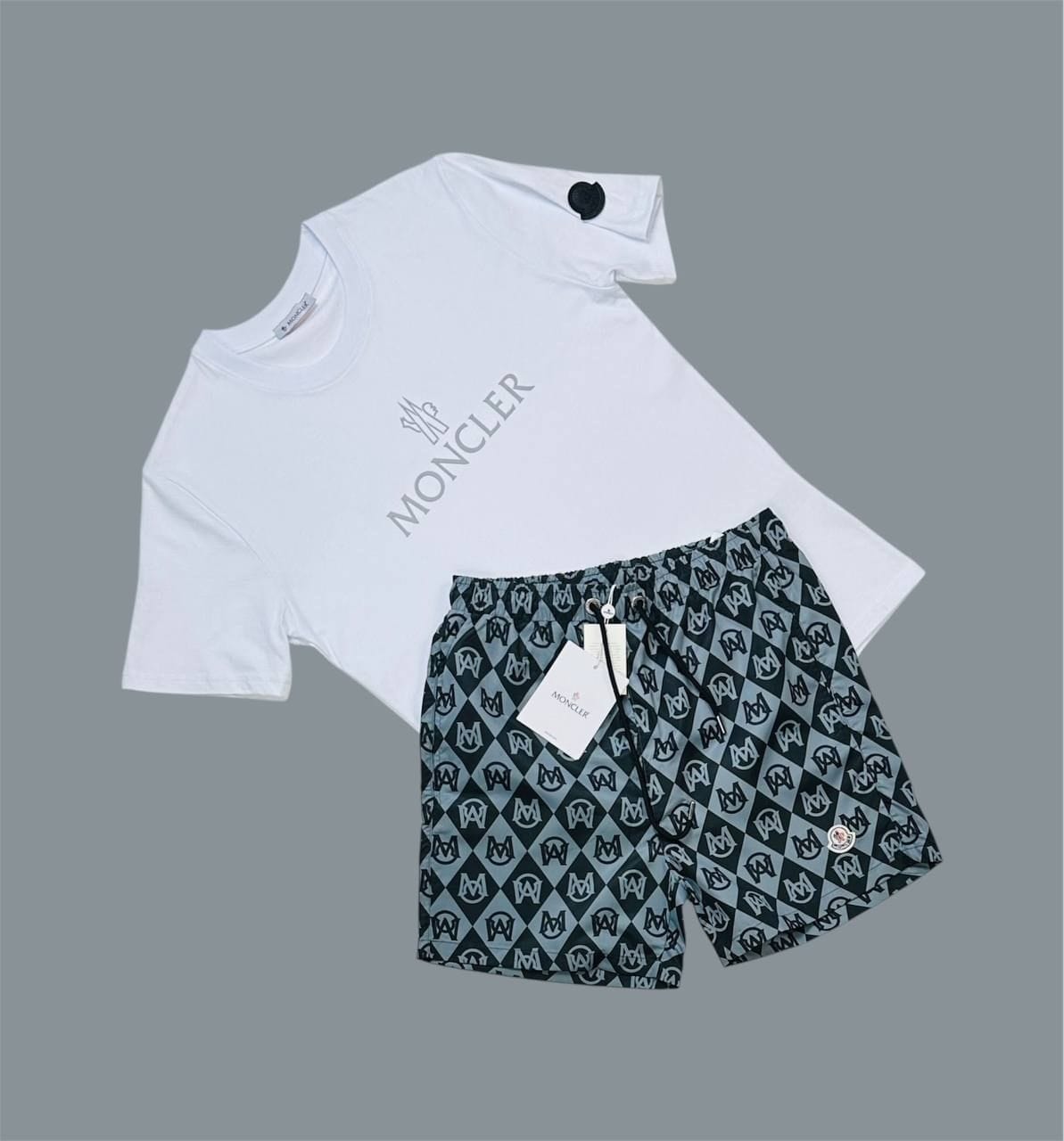 Moncler Logo Printed Men’s T-Shirt & Shorts Set – Different Colors - Image 2