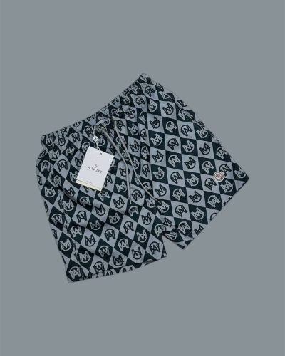 Moncler Logo Printed Swim Shorts in grey color