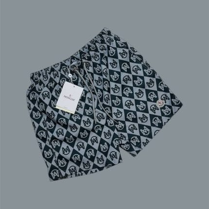 Moncler Logo Printed Swim Shorts in grey color