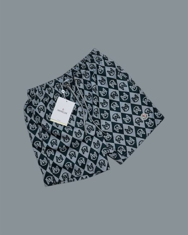 Moncler Logo Printed Swim Shorts in grey color
