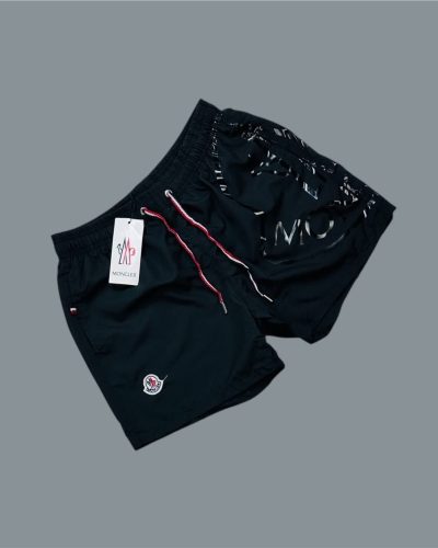 Moncler Logo Shell Swim Shorts in black color