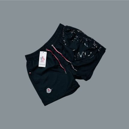 Moncler Logo Shell Swim Shorts in black color