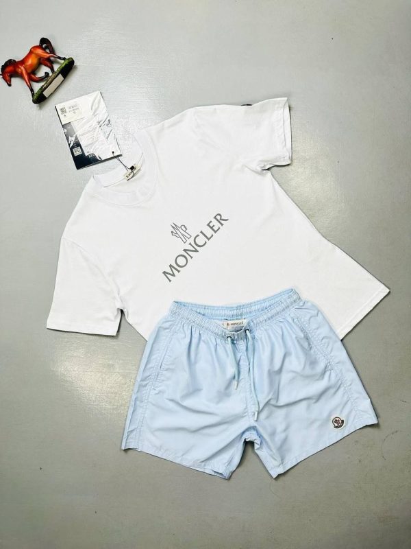 Moncler Logo T-Shirt & blue Shorts Set for Men Moncler Logo T-Shirt & blue Shorts Set for Men