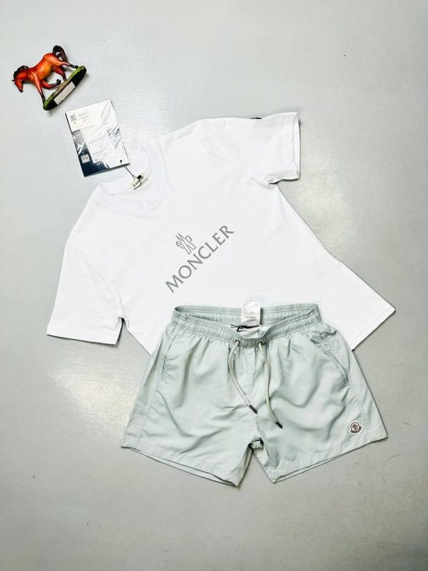 Moncler Logo T-Shirt & grey Shorts Set for Men Moncler Logo T-Shirt & grey Shorts Set for Men