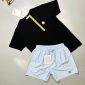 Moncler Logo black T-Shirt & blue Shorts Set