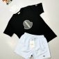 Moncler Logo black T-Shirt & blue Shorts Set for Men