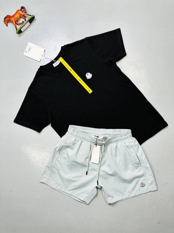 Moncler Logo black T-Shirt & white Shorts Set Moncler Logo black T-Shirt & white Shorts Set