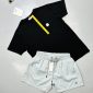 Moncler Logo black T-Shirt & white Shorts Set