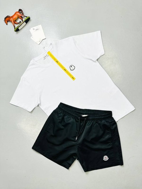 Moncler Logo white T-Shirt & black Shorts Set Moncler Logo white T-Shirt & black Shorts Set