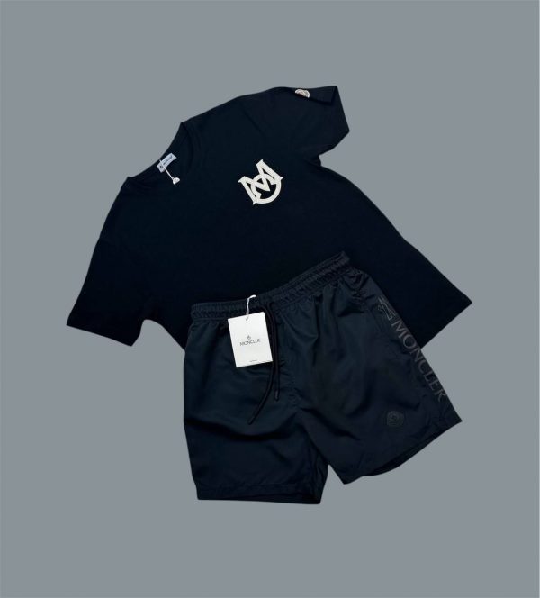 Moncler Luxury Cotton Men’s Logo Print T-Shirt and Shorts black with black logo Moncler Luxury Cotton Men’s Logo Print T-Shirt and Shorts black with black logo