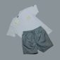 Moncler Luxury Cotton Men’s Logo Print T-Shirt and Shorts white with grey