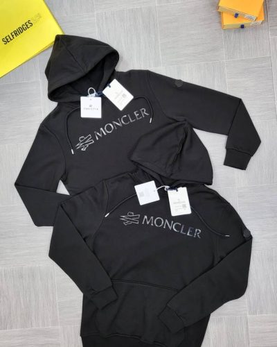 Moncler Men’s Black Logo-Embroidered Cotton Hoodie