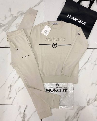 Moncler Men’s Crew Neck Tracksuit in beige color