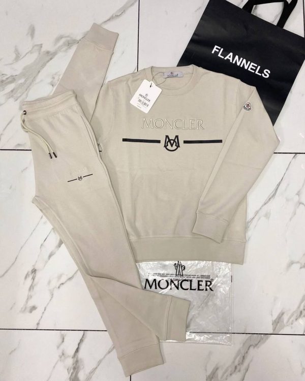 Moncler Men’s Crew Neck Tracksuit in beige color