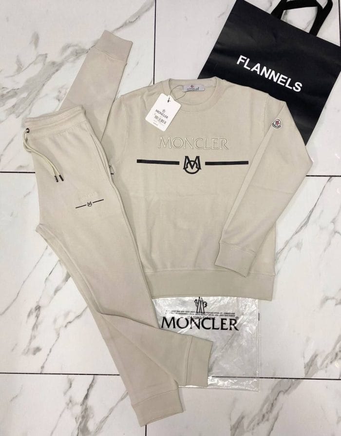 Moncler Men’s Crew Neck Tracksuit in beige color Moncler Men’s Crew Neck Tracksuit in beige color