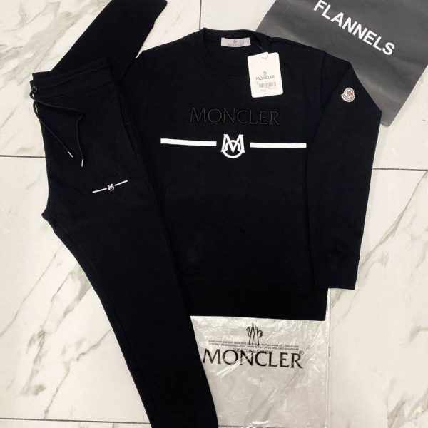 Moncler Men’s Crew Neck Tracksuit in black color
