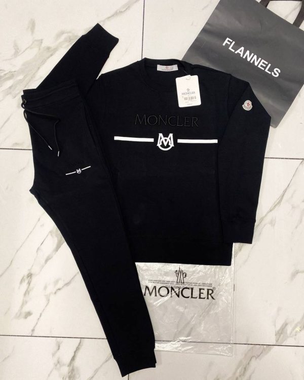 Moncler Men’s Crew Neck Tracksuit in black color