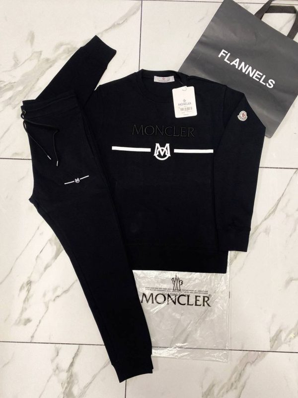 Moncler Men’s Crew Neck Tracksuit in black color