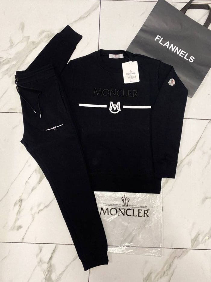 Moncler Men’s Crew Neck Tracksuit in black color
