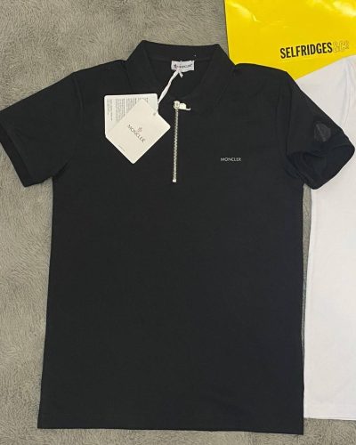 Moncler Men's Polo Shirt with Zip Neck